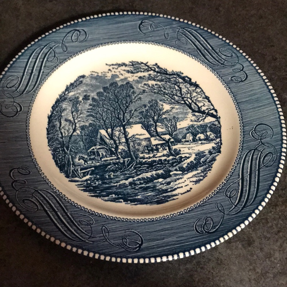 Currier and Ives by Royal -the old Griss Mill dinner plates.